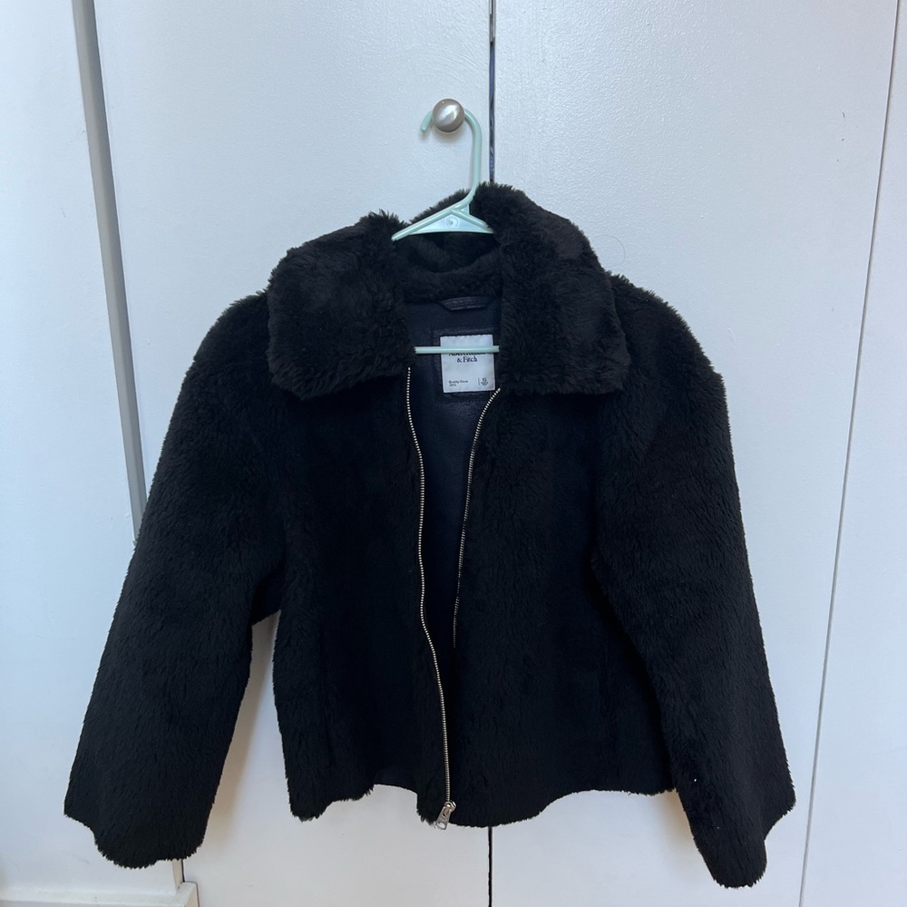 Abercrombie Black Shearling Trucker Jacket